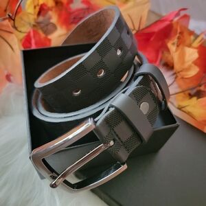 Stylish Black Checkered Men's Belt